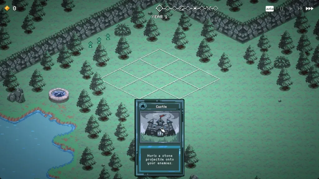 Castle card held over the opening kingdom grid