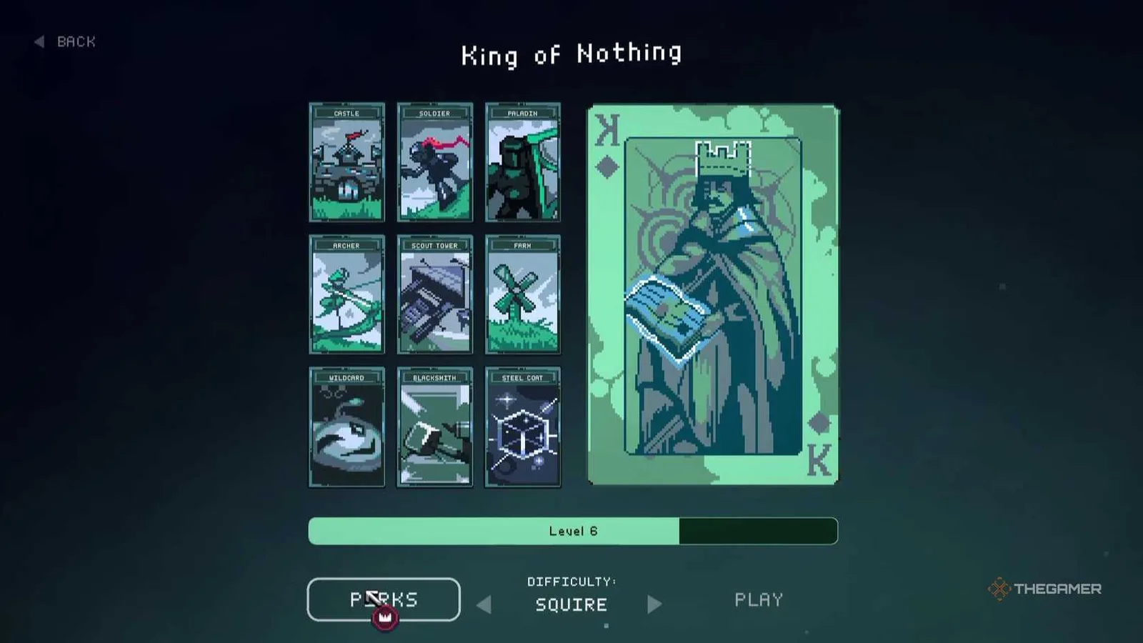 King of Nothing cards including Soldier, Paladin, Farm and Blacksmith