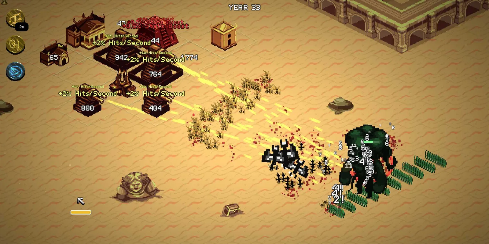 Dispensers attacking behind the Greed troop screen