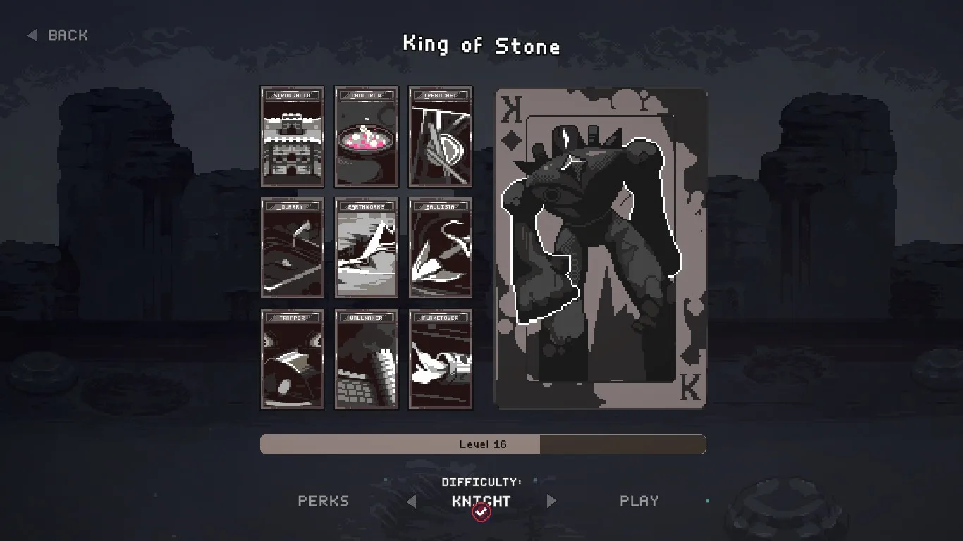 King of Stone and the starting card selection screen